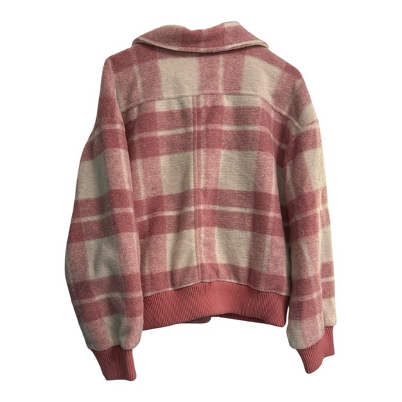 Universal Thread Plaid Bomber Jacket in Pink and Cream - Picture 3 of 3